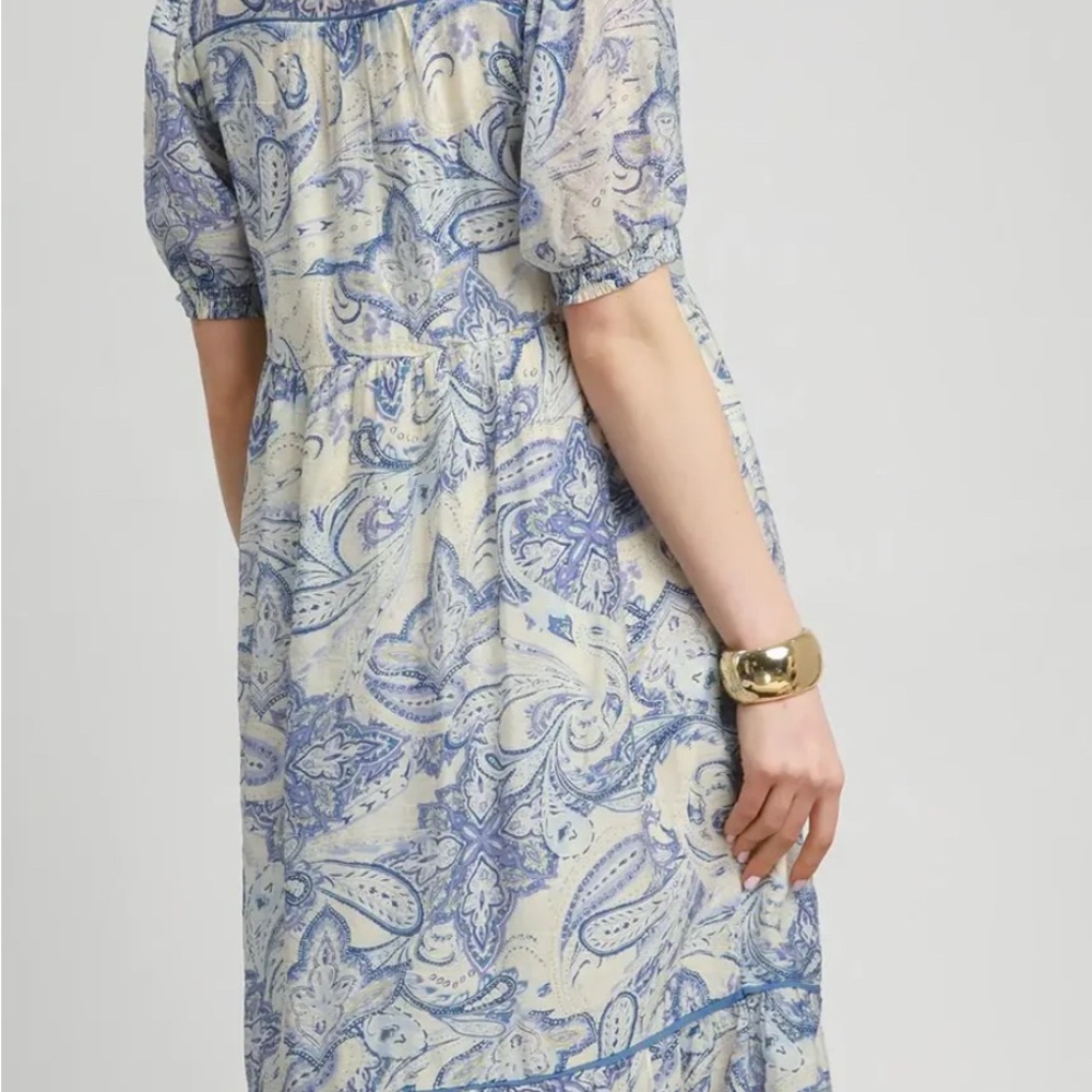 Umgee Blue and Cream Paisley Midi Dress NWT - Picture 3 of 7